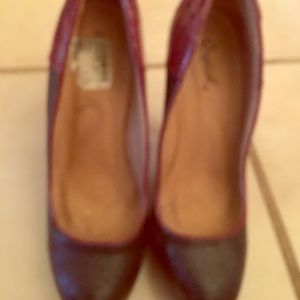 Black and burgundy heels